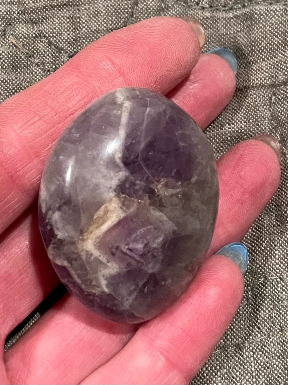 Natural Amethyst Palm Stone - Purple Crystal Pocket Gem